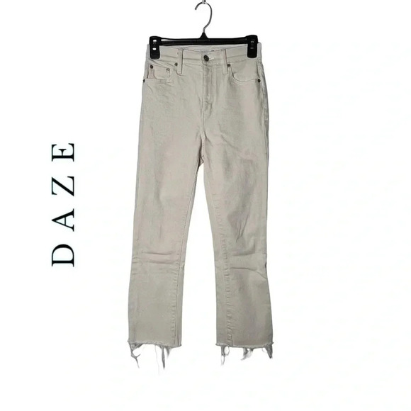1784. DAZE HIGH WAIST STRAIGHT LEG ANKLE STYLE DENIM JEANS OATMEAL IN COLOR 24 - Picture 1 of 9